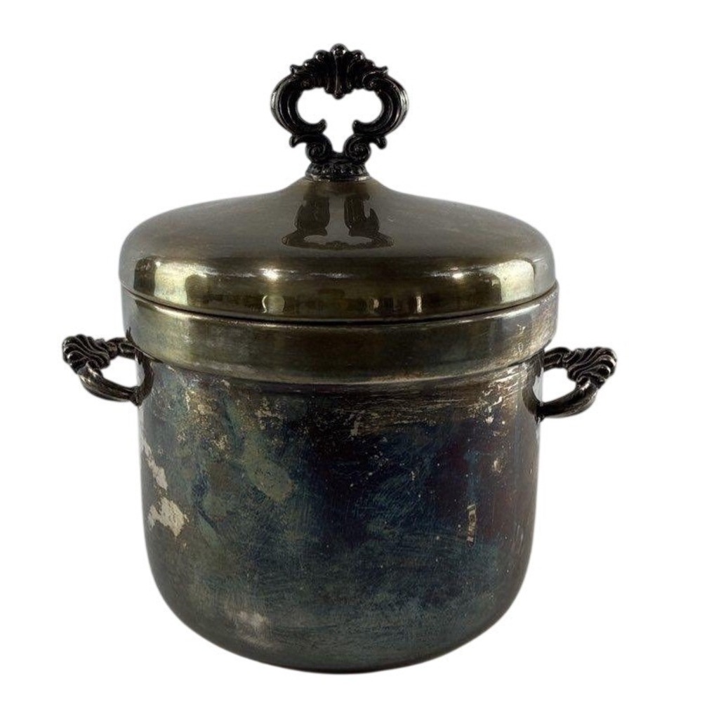 Vintage F.B. Rogers Silver Plated Ice Bucket with Ceramic Liner